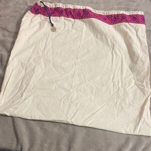 Tory Burch Cream Sarong with Pink Geometric Trim